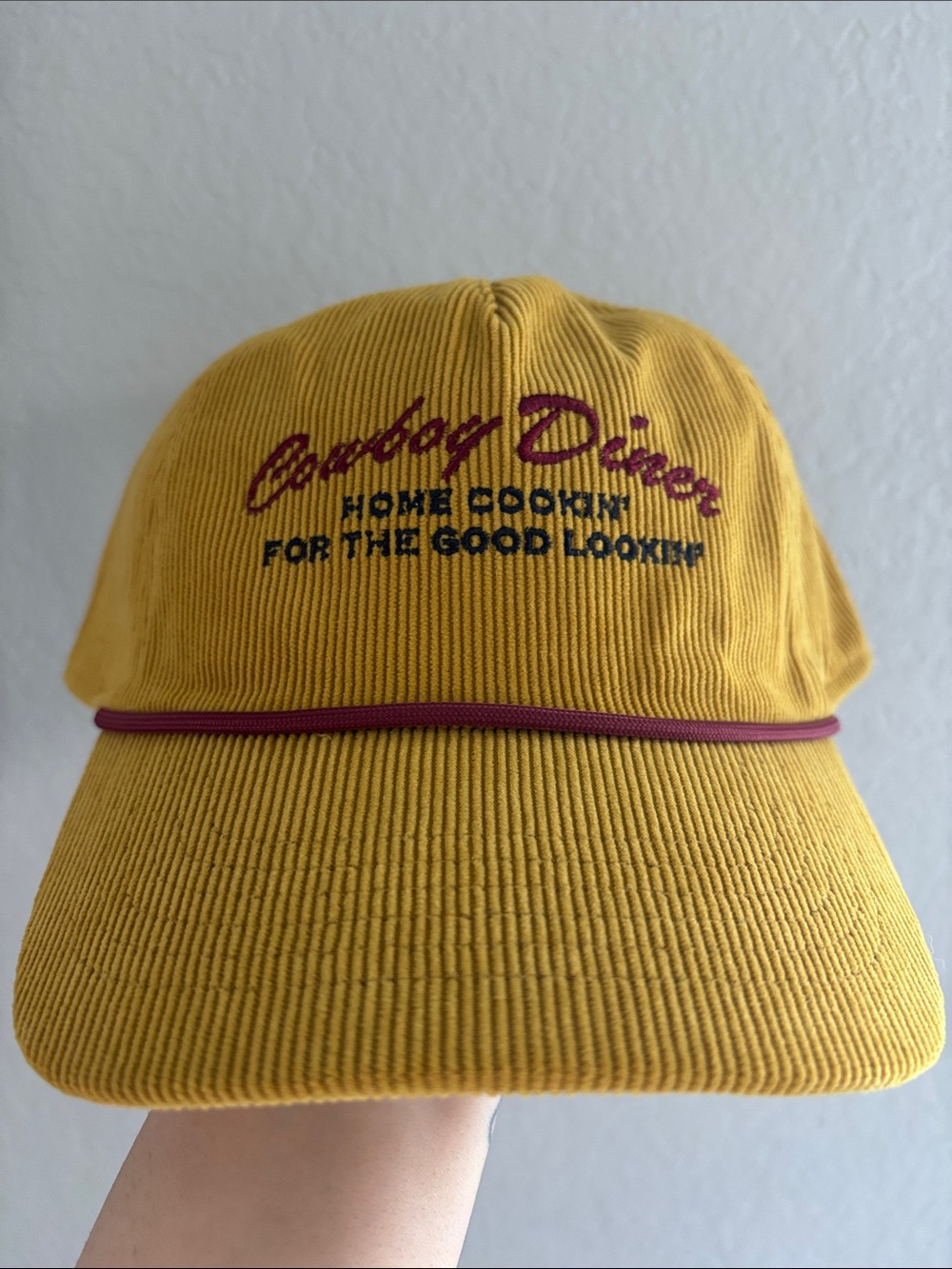 Goodfellow & Co Cowboy Diner Corduroy Snapback Hat Yellow Rope Cap